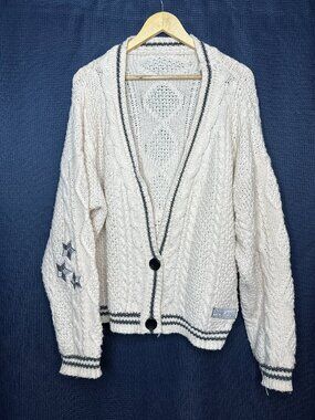 Taylor Swift Folklore Cable Knit Cardigan Logo & Star patches, Size M/L